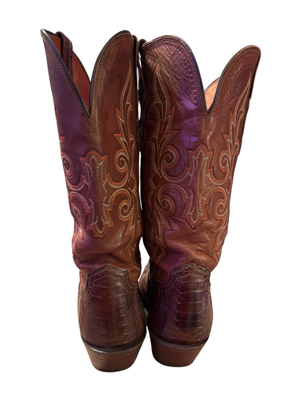 Lucchese 1883 Women's Ostrich Leg Cowboy Boots N4064 54 Brown Size 9B Exotic - Picture 4 of 15